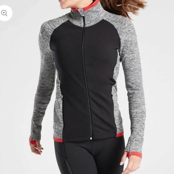 Athleta Women's Andes Full Zip Hybrid Jacket Navy Gray Heather Size Small - Picture 4 of 9